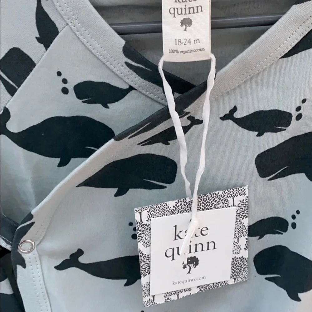 kate quinn Light Blue and Dark Blue Whale Print One-Piece Bodysuit